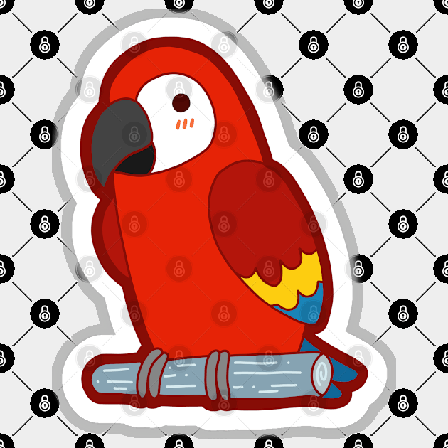 Cute Parrot - Red Sticker by vpessagno